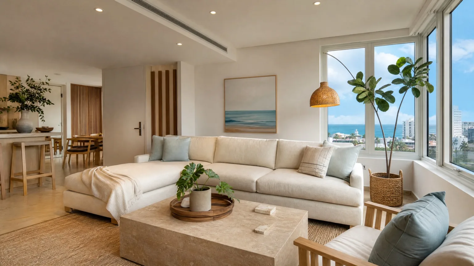 A modern furnished apartment living room suitable for Act 60 decree holders